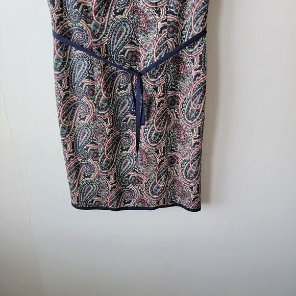 Talbots Womens Paisley Cap Sleeve Back Zip Lined Belted Dress size 12 - Picture 4 of 8